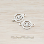 CN.026 // Crystal Cubic Zirconia Setting Small Eye CZ Connector, 2 Pc