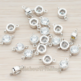 CN.038 // Crystal Cubic Zirconia Setting Small Round Connector, 2 Pc