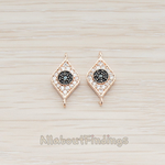 CN.069 // Clear Crystal and Black Cubic Zirconia Setting Eye CZ Connector, 2 Pc