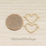 CN.150 // Ball Textured Heart Two loops Connector, 2 Pc