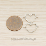 CN.150 // Ball Textured Heart Two loops Connector, 2 Pc