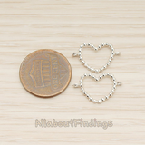 CN.150 // Ball Textured Heart Two loops Connector, 2 Pc