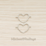 CN.150 // Ball Textured Heart Two loops Connector, 2 Pc