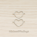 CN.150 // Ball Textured Heart Two loops Connector, 2 Pc