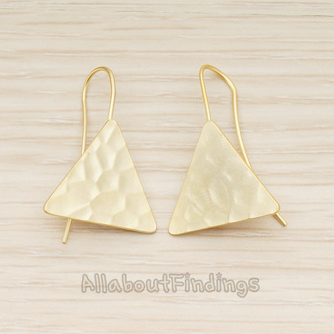 ER.442 // Simple Geometric Hammered Triangle EarWire, 2 Pc