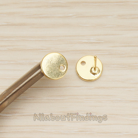 ER.449-01 // Stamping Coin, 8mm Round Ear Post, 2 Pc