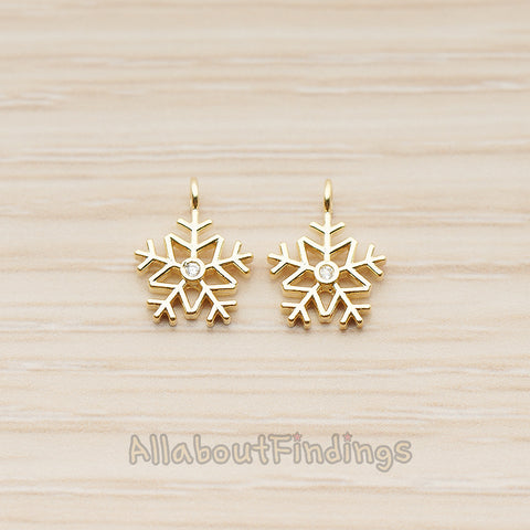 PD.1782-01 // Winter Christmas Cubic Snowflake Layout Silhouette Small Pendant, 2 Pc