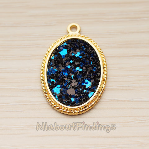 PD.1775 // Spangle Oval Shape Pendant, 1 Pc