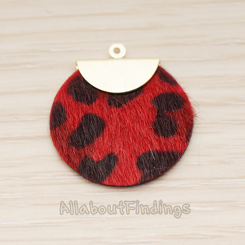 PD.1789-01 // Synthetic Fur Covered Round Pendant , 2 Pc