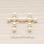 PD.1790 // Large 4mm Ball Pearl Bead Cross Pendant, 1 Pc