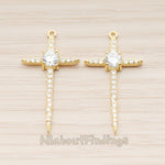 PD.1791 // Large Cubic Long Cross Pendant , 1 Pc