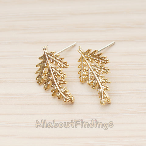 ER.455 // Curved Leaf Ear Post, 2 Pc