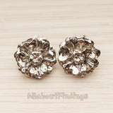 ER.459 // Antique Camellia Flower Ear Post, 2 Pc