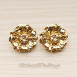 ER.459 // Antique Camellia Flower Ear Post, 2 Pc