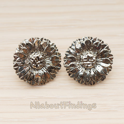 ER.460 // Antique Sun Flower Ear Post, 2 Pc