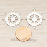 PD.1801 // Large Ships Wheel Pendant , 1 Pc