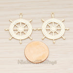 PD.1801 // Large Ships Wheel Pendant , 1 Pc