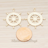 PD.1801 // Large Ships Wheel Pendant , 1 Pc