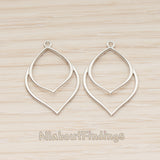 PD.1802 // Flower Line Leaf Pendant , 2 Pc