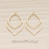 PD.1802 // Flower Line Leaf Pendant , 2 Pc