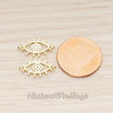 PD.1810 // Cubic Evil eye Oval Connector Pendant , 2 Pc