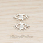 PD.1810 // Cubic Evil eye Oval Connector Pendant , 2 Pc