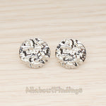 ER.464 // 16mm Round Hammered Ear Post, 2 Pc