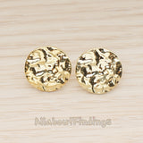 ER.464 // 16mm Round Hammered Ear Post, 2 Pc