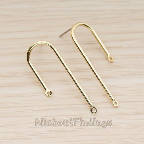 ER.466 // Unbalanced Curved Bar Ear Post, 2 Pc