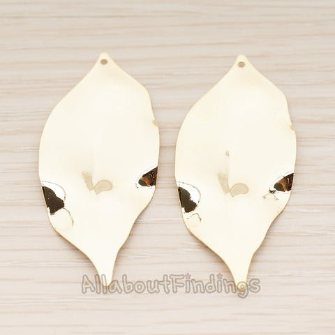 PD.1812 // Large Wave Leaf Pendant , 2 Pc