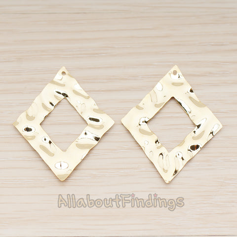 PD.1813 // Wave Rhombus Link Pendant , 2 Pc