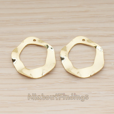 PD.1814 // Wave Round Ring Link Pendant , 2 Pc