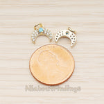 PD.1846 // Reverse Crescent moon Turquoise Cubic Pendant , 2 Pc