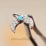 PD.1846 // Reverse Crescent moon Turquoise Cubic Pendant , 2 Pc