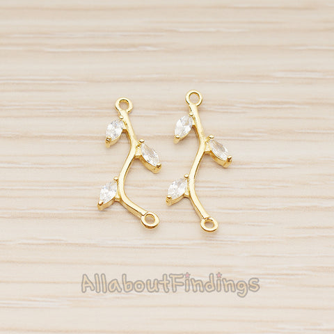 PD.1849 // Cubic Leaf Branch Connector Pendant , 2 Pc