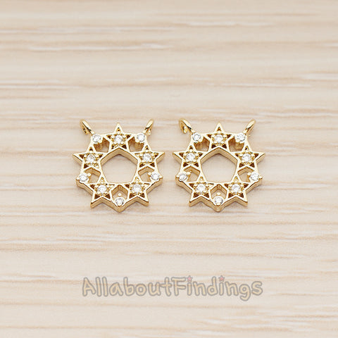 PD.1850 // Five Star Cubic Connector Pendant , 2 Pc