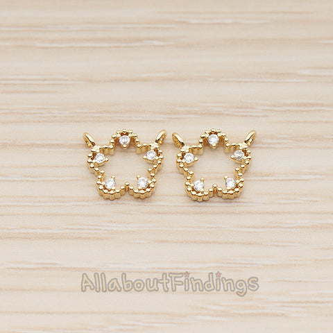 PD.1851 // Flower Cubic Connector Pendant , 2 Pc