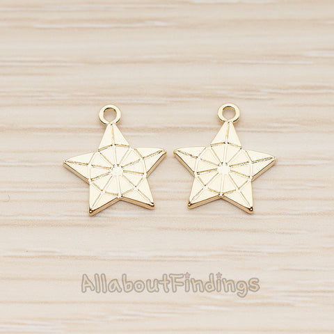 PD.1857 // Small Star Textured Pendant , 2 Pc