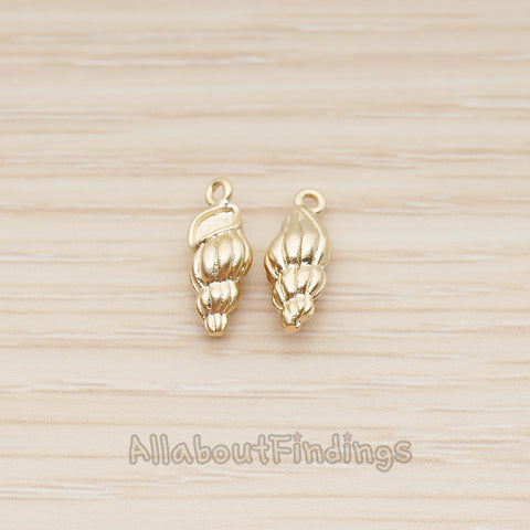 PD.1860 // 3D Natural Marsh Snail Pendant, 2 Pc