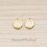 PD.1861-01 // Small 3D Natural Scallop Shell Pendant, 2 Pc