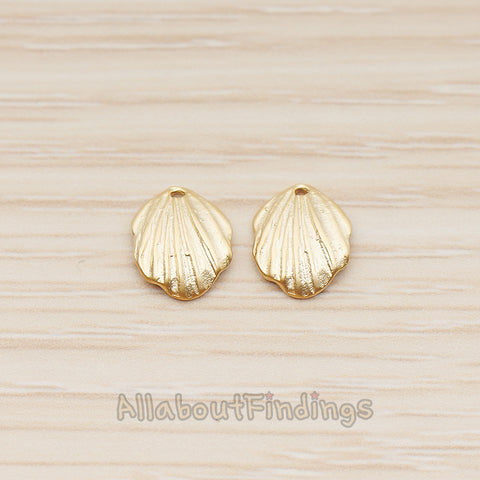 PD.1861-01 // Small 3D Natural Scallop Shell Pendant, 2 Pc