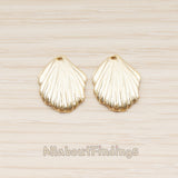 PD.1861-02 // Large 3D Natural Scallop Shell Pendant, 2 Pc