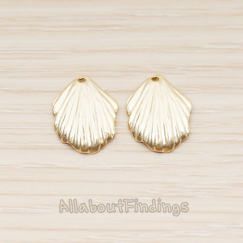 PD.1861-02 // Large 3D Natural Scallop Shell Pendant, 2 Pc