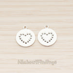 PD.1864 // Round Heart Dot Pattern Pendant, 2 Pc