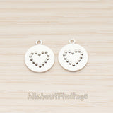 PD.1864 // Round Heart Dot Pattern Pendant, 2 Pc