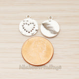 PD.1864 // Round Heart Dot Pattern Pendant, 2 Pc