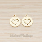 PD.1864 // Round Heart Dot Pattern Pendant, 2 Pc