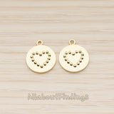 PD.1864 // Round Heart Dot Pattern Pendant, 2 Pc