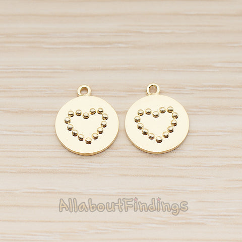 PD.1864 // Round Heart Dot Pattern Pendant, 2 Pc