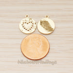 PD.1864 // Round Heart Dot Pattern Pendant, 2 Pc